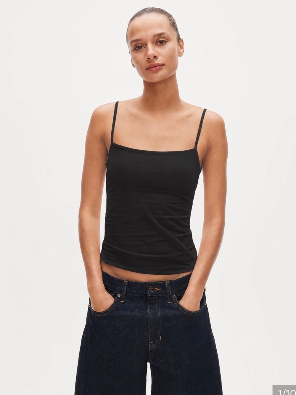 J. Crew Stretch cotton shelf-bra tank top - Black